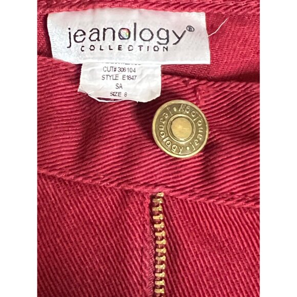 Vintage Jeanology Red Cotton Women's Pants Size 8 Straight Leg 5 Pocket - Picture 11 of 15
